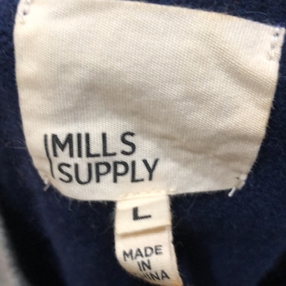 Mills Supply Wool Sweater Size Large Gray Blue Colorblock - Picture 7 of 8